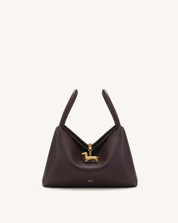 Maelle Henkeltasche mit Dackel-Charm - Dunkelbraun