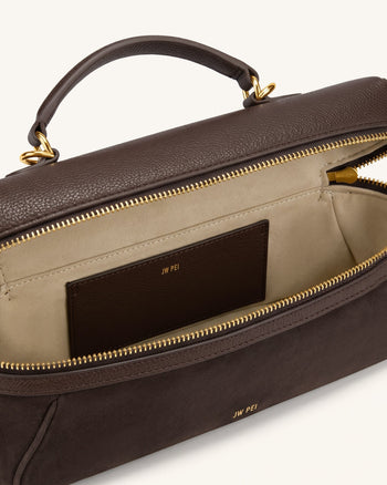 Cleo Vanity Bag aus Wildlederimitat - Dunkelbraun