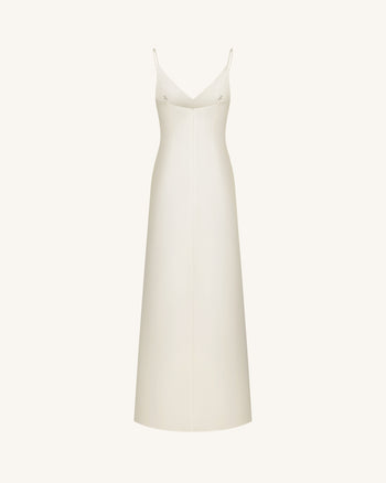 Satin-Slip-Kleid mit Iris-Motiv - Weiß