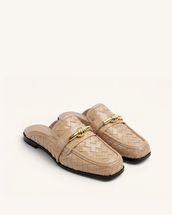 Elowen Geflochtene Horsebit-Mule-Loafer - Khaki