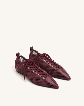 Ava Schnürschuhe aus Mesh - Burgunderrot