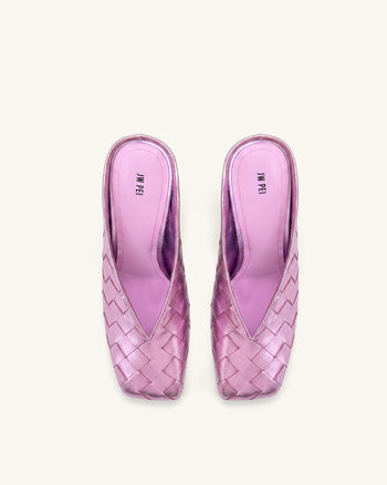 Ellie Geflochtene Mules mit Absatz und Square-Toe - Lila