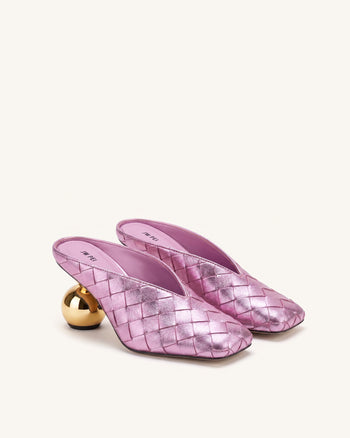 Ellie Geflochtene Mules mit Absatz und Square-Toe - Lila