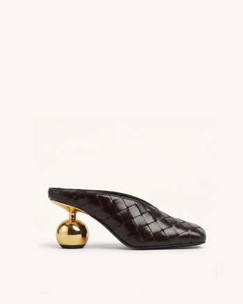 Ellie Geflochtene Mules mit Absatz und Square-Toe - Dunkelbraun