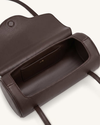 Solenne Barrel-Schultertasche - Dunkelbraun