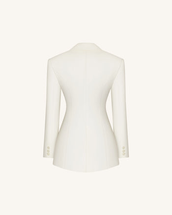 Sanduhr-Blazer mit Iris-Stickerei - Weiß