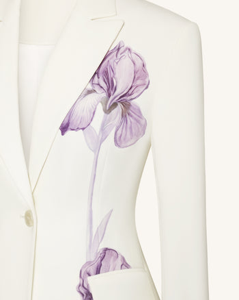 Sanduhr-Blazer mit Iris-Stickerei - Weiß