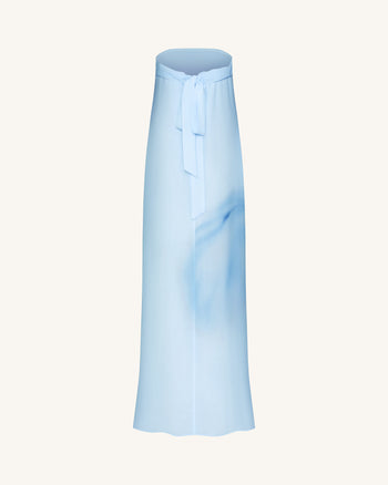 Aquarell-Blumenprint trägerloses Maxikleid - Blau