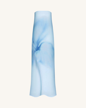 Aquarell-Blumenprint trägerloses Maxikleid - Blau