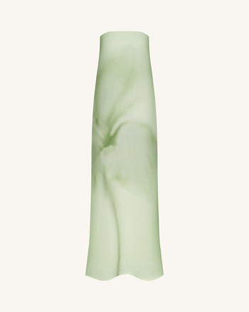 Aquarell-Blumenprint trägerloses Maxikleid - Grün