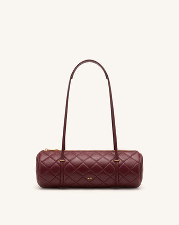 Marcella Gesteppte Zylinder-Schultertasche - Burgund