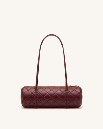 Marcella Gesteppte Zylinder-Schultertasche - Burgund