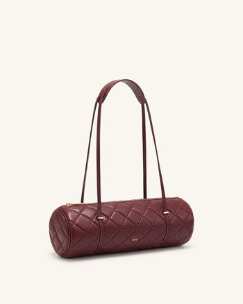 Marcella Gesteppte Zylinder-Schultertasche - Burgund