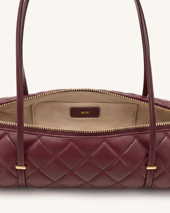 Marcella Gesteppte Zylinder-Schultertasche - Burgund