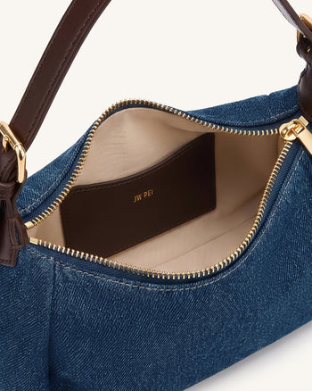 Velora Denim-Schultertasche - Blaues Denim
