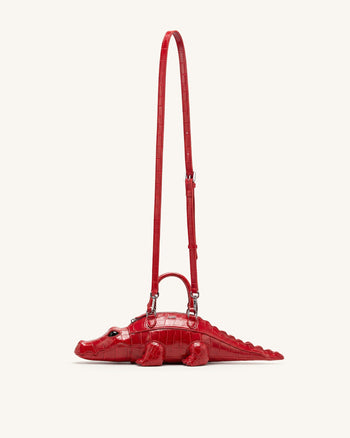 Jayden Handtasche in Krokodilform - Rot