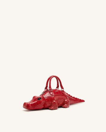 Jayden Handtasche in Krokodilform - Rot