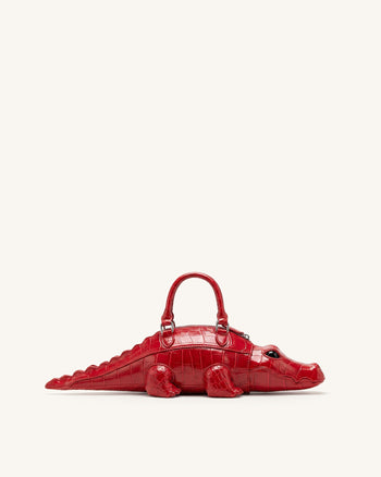 Jayden Handtasche in Krokodilform - Rot