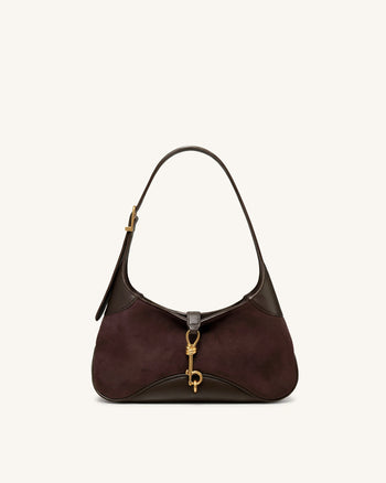 Juliette East-West-Schultertasche mit Schlüsselanhänger - Dunkelbraun