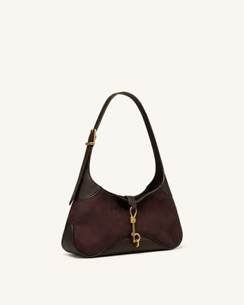 Juliette East-West-Schultertasche mit Schlüsselanhänger - Dunkelbraun