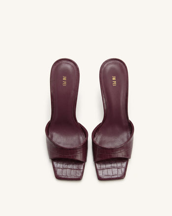 Hannah Mules mit Krokoprägung - Burgund