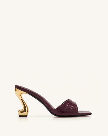 Hannah Mules mit Krokoprägung - Burgund