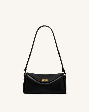 Lucia Schultertasche mit asymmetrischer Klappe - Schwarz