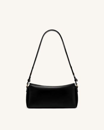Lucia Schultertasche mit asymmetrischer Klappe - Schwarz