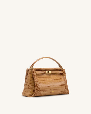 Carmen Henkeltasche - Khaki-Kroko-Optik