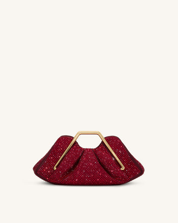 Lila Künstliche Kristall Metallrahmen Clutch - Rot
