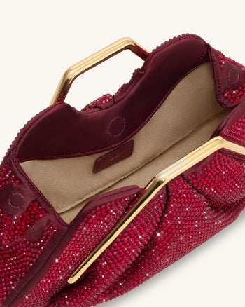 Lila Künstliche Kristall Metallrahmen Clutch - Rot