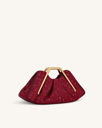 Lila Künstliche Kristall Metallrahmen Clutch - Rot