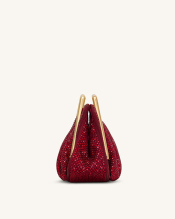 Lila Künstliche Kristall Metallrahmen Clutch - Rot