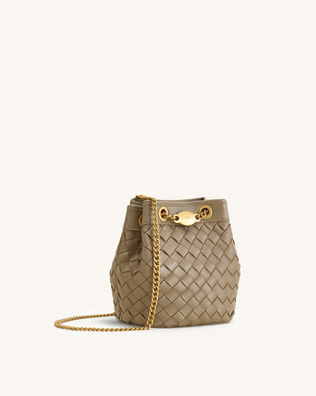 Yara Handgewebte Bucket Bag - Taupe