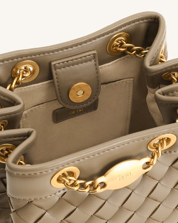 Yara Handgewebte Bucket Bag - Taupe