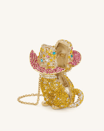 Glamouröse Katzen-Clutch - Mehrfarbig Gold