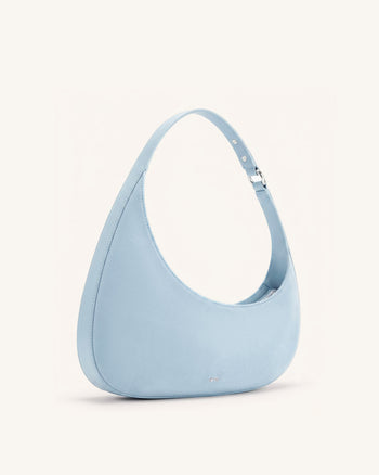 Harlee Schultertasche in Wildleder-Optik - Nebelblau
