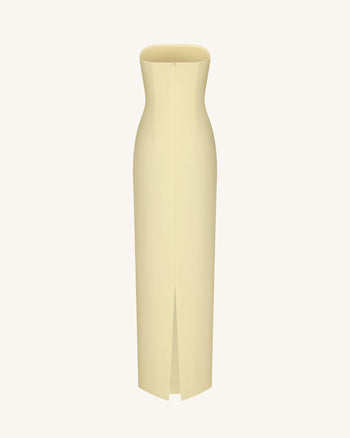 Trägerloses Kleid mit Blumenapplikationen - Gelb