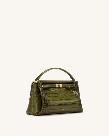 Carmen Henkeltasche - Grüne Kroko-Optik
