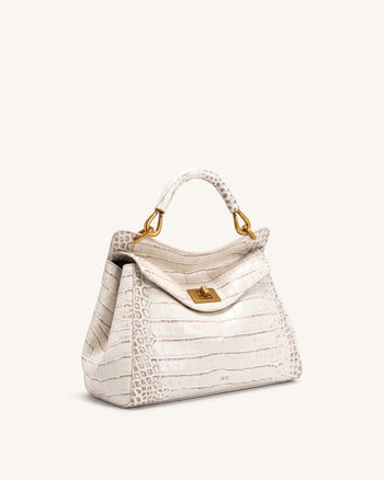 Lucia Klassische Henkeltasche - Off-White Kroko