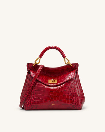 Lucia Klassische Henkeltasche - Burgunder-Krokoprägung