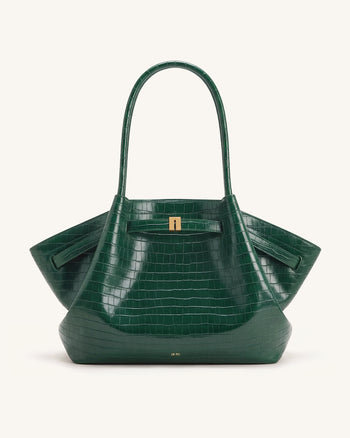 Hana Große Tote Bag - Grüne Kroko-Optik