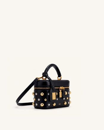 Cleo Henkeltasche in Boxform mit Nieten - Schwarz