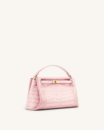 Carmen Henkeltasche - Pinke Kroko-Optik