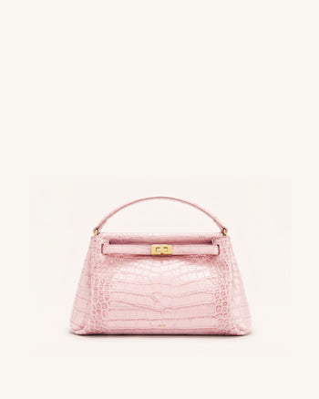Carmen Henkeltasche - Pinke Kroko-Optik