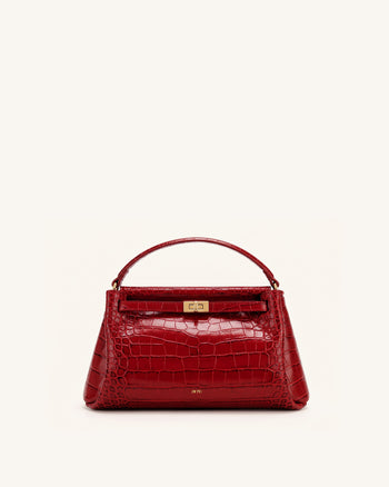 Carmen Henkeltasche - Dunkelburgunder-Kroko-Optik