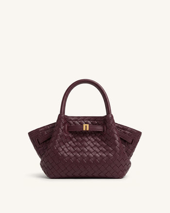 Hana Mini gewebte Tote Bag - Dunkelburgunder