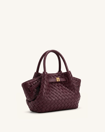 Hana Mini gewebte Tote Bag - Dunkelburgunder
