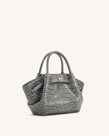 Hana Mini-Tote-Bag - Graue Kroko-Optik