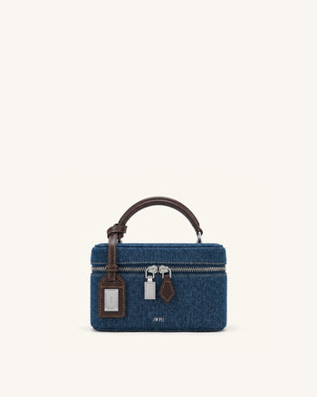 Cleo Henkeltasche in Boxform - Dunkelblauer Denim